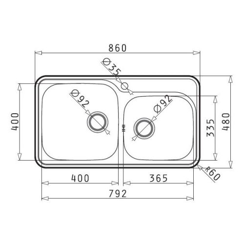ΝΕΡΟΧΥΤΗΣ ΕΝΘΕΤΟΣ PYRAMIS Space Mid (86x48) 2B Inox Σαγρέ 86x48 cm